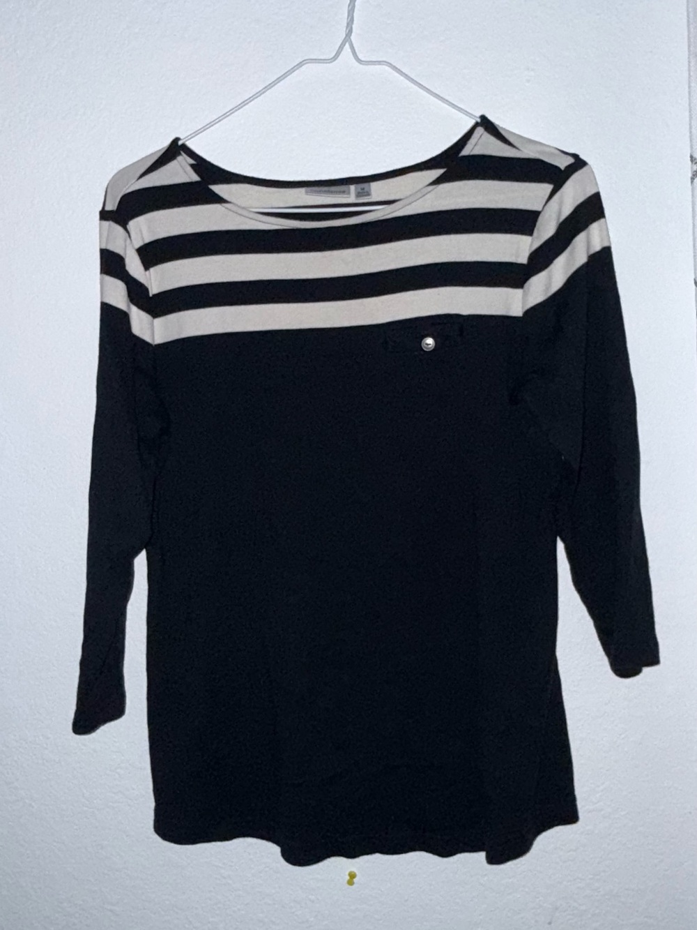 croft & barrow Black and White Striped Knit Top